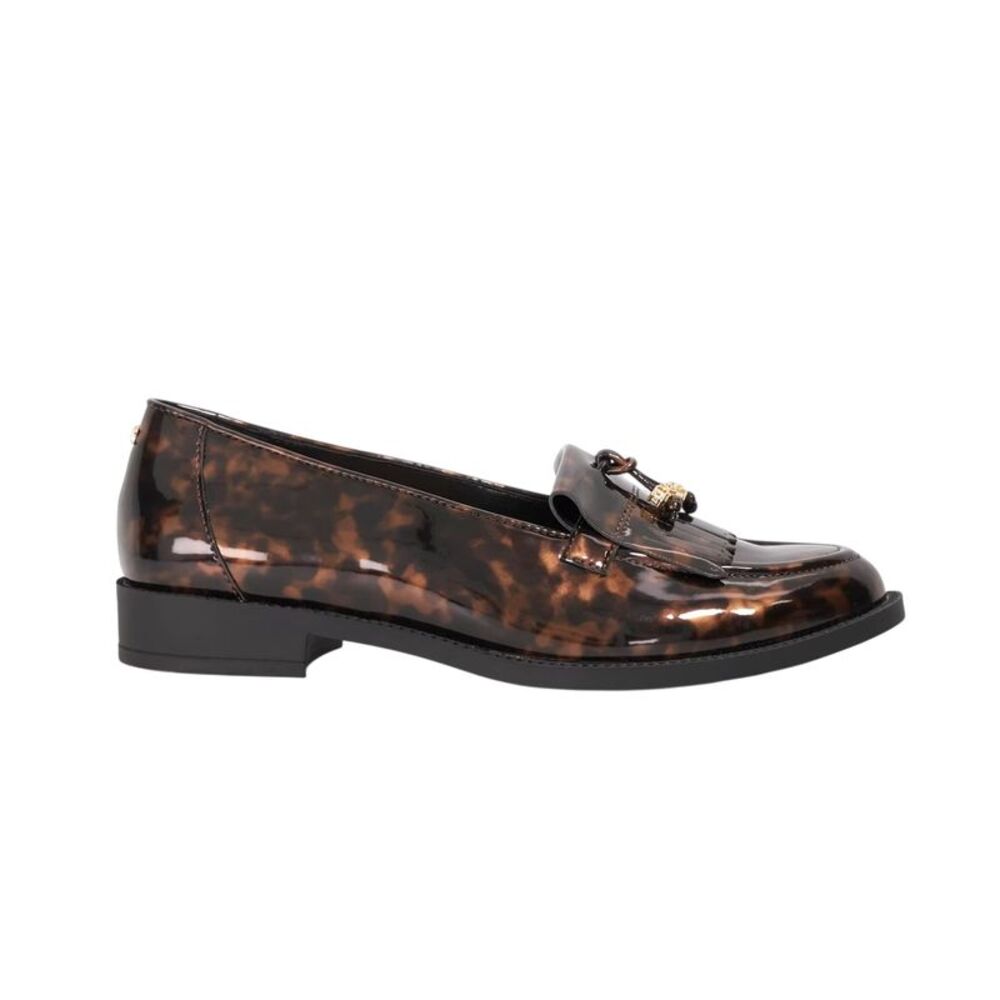 Dune London Womens/Ladies Globetrot Tortoise Shell Tassel Flat Loafers / Multico